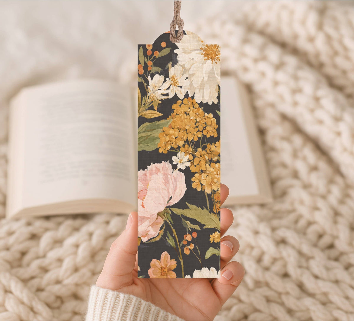 Wood Bookmark Blush Floral