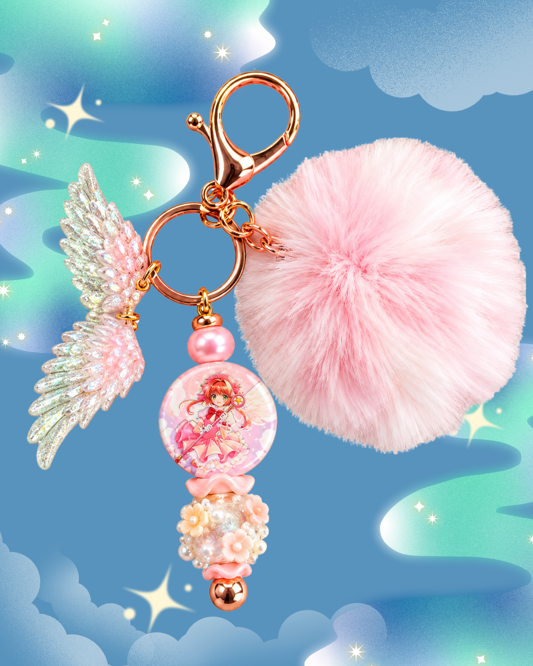Sakura Beaded Keychain