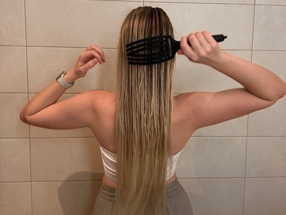 brushing hair