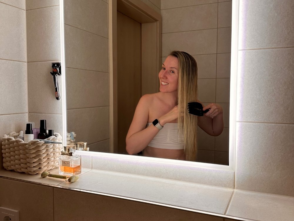 brushing wet hair gently