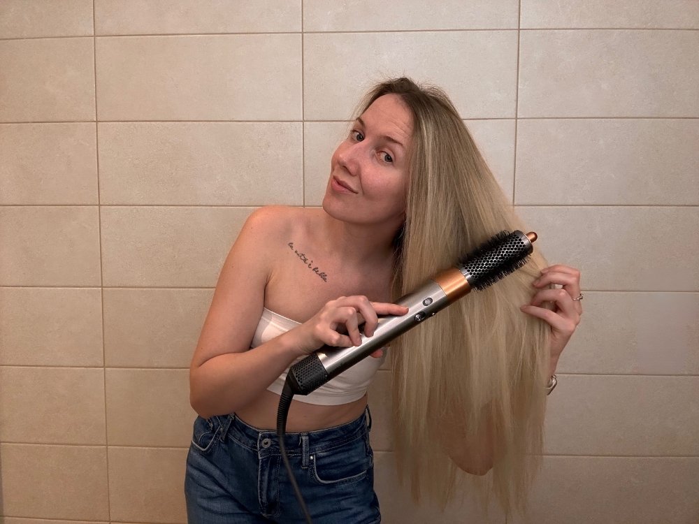 drying hair with dyson