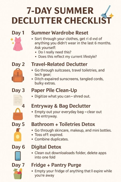 Summer Declutter Challenge checklist